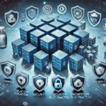 DALL·E 2024-11-05 09.57.27 - A visually engaging image representing Docker container security. The image should feature multiple blue Docker containers, each symbolizing software